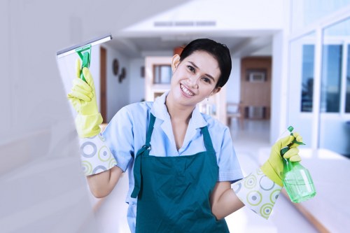 Local Fulham window cleaner servicing upper-floor windows
